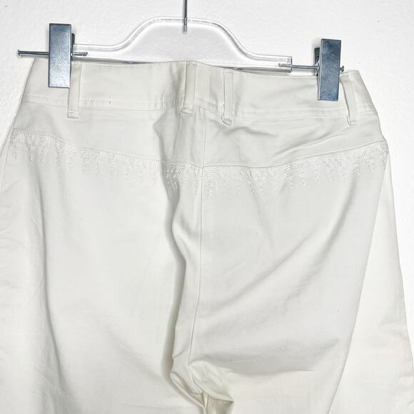 EXPRESS NWT Stretch Embroidered Straight Leg Dress Pants High Rise White Size 1 - Picture 6 of 9